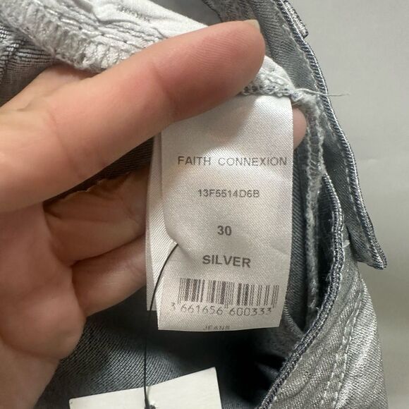 Faith Connection Silver Snakeskin Pattern Jeans Size 30 - Picture 8 of 9